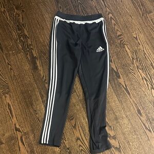 Adidas Kids Black Joggers with White Stripes